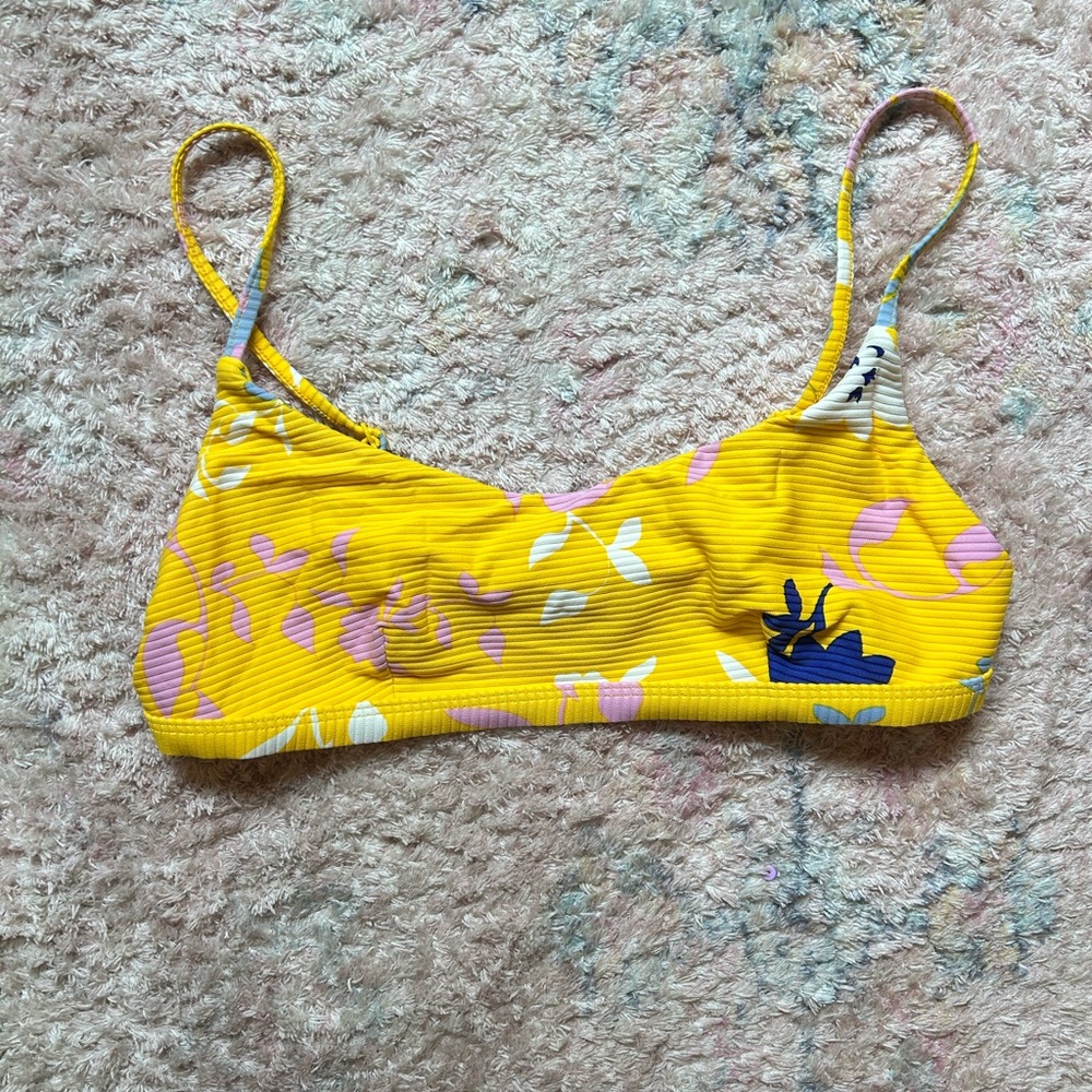 Yellow Floral Bikini Top